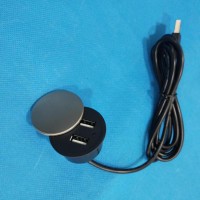 inserted into sofa desk mini round dual usb charging with 360 degree rotation metal cover / office sofa round usb socket