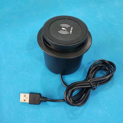 Round Sofa 2 USB Charger port Pop up socket with top wireless charger for mobile ipad /Fast wireless charger pop up usb socket